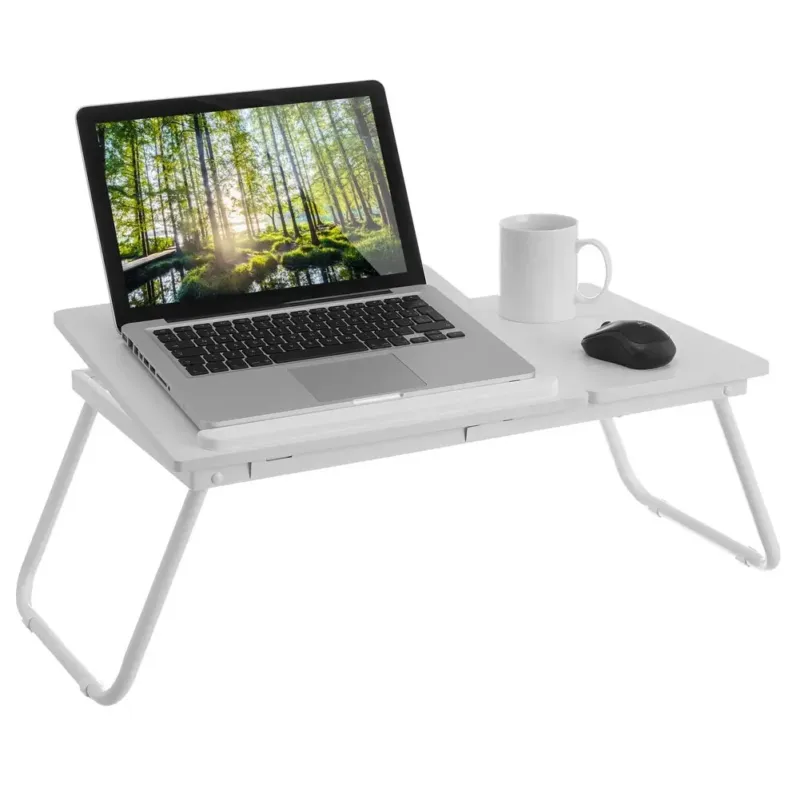 Tavolino Vassoio da Letto Divano per Notebook PC Tablet Pieghevole Leggio Bianco Promo Stagionale