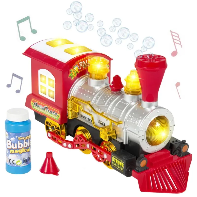 Trenino Locomotiva Spara Bolle Sapone Giocattolo Bambini Luci Suoni a Batteria Nuova Collezione