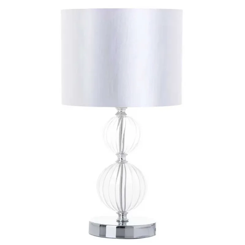 Lampada da tavolo Lume da Comodino in Cristallo e Tessuto Bianco Abatjour 22x40 Miglior Prezzo