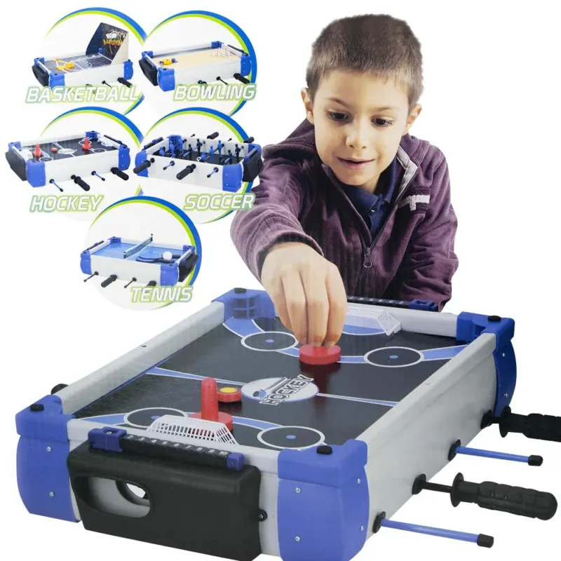 Giochi di Societa da Tavolo 5in1 Calcio Balilla Basket Hockey Ping Pong Bowling Scelto Dai Clienti