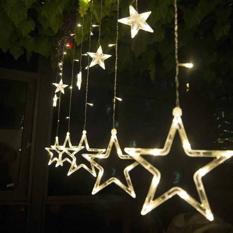 Tenda Luminosa Natalizia 184 LED cn Stelle Bianco Caldo 3mt Esterno Prolungabile Novità