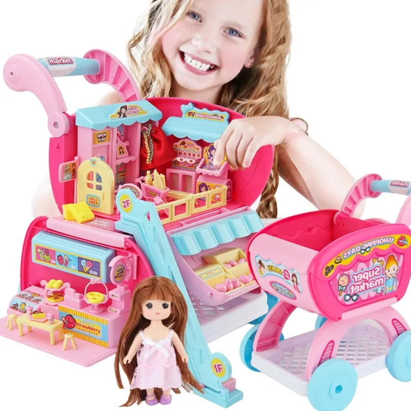 Nuova Collezione Carrello Spesa Playset Super Mercato Giocattolo Bambini con Bambola e Accessori