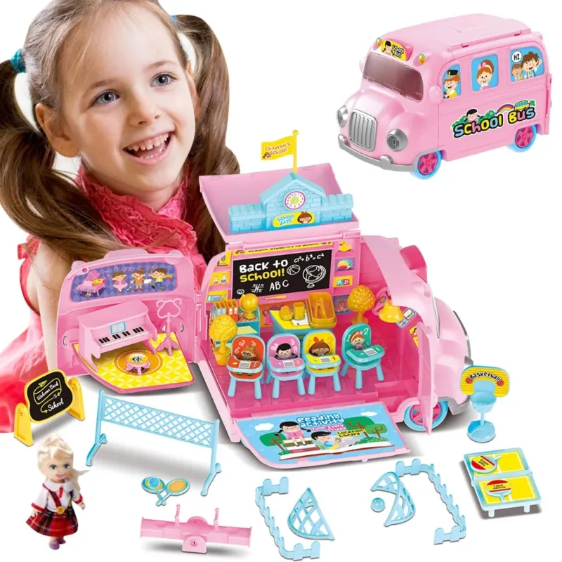 Promozione School Bus Playset Scuola Giocattolo Bambini con Bambola e Accessori Gioco