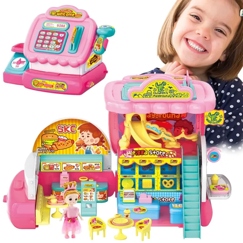 Offerta Lampo Registratore Cassa Playset Ristorante Giocattolo Bambini con Bambola e Accessori