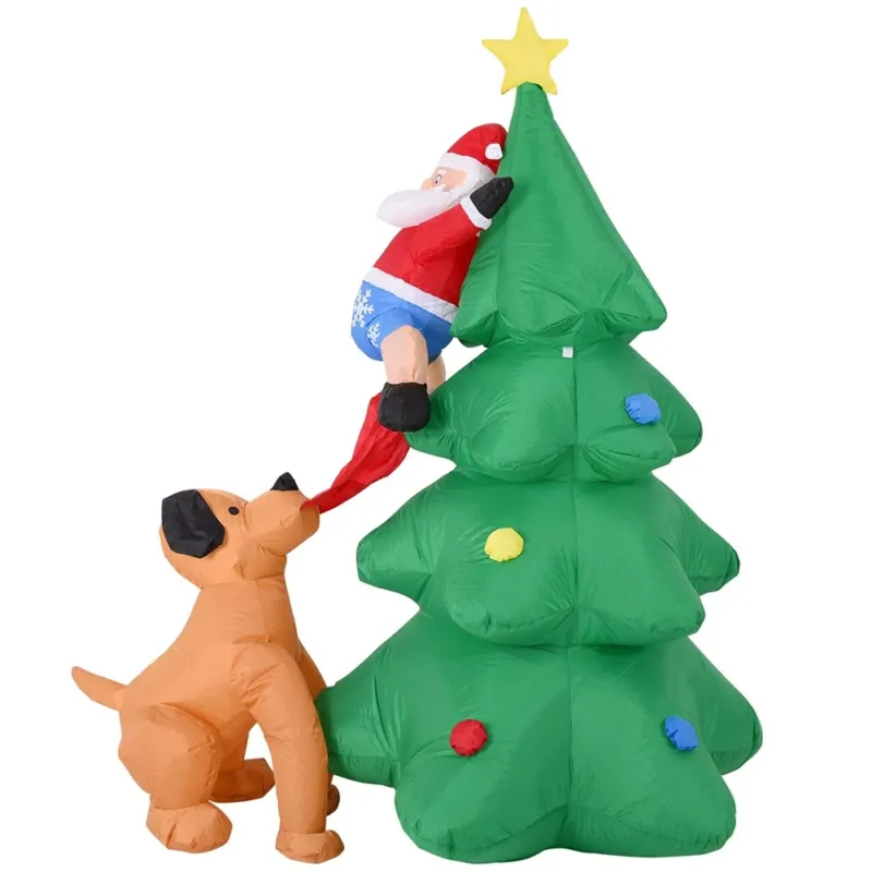 Gonfiabile Albero di Natale con Babbo Natale e Cane 180cm con Luci LED Esterno Bestseller