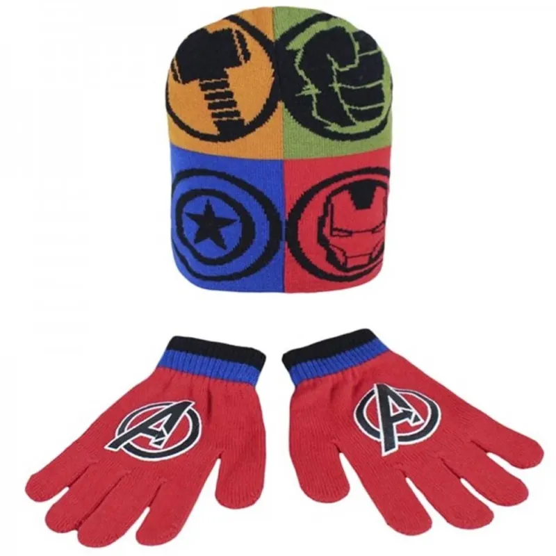 Set Invernale Cappello Guanti Marvel Avengers Bambino Taglia Unica Tessuto Caldo Ultime Pezzi