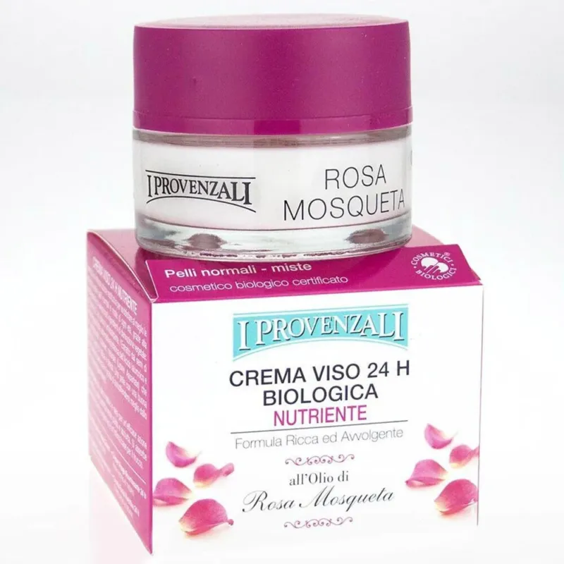I Provenzali Bio Crema Viso 24H Nutriente Olio di Rosa Masqueta Barattolo 50ml Offerta Limitata