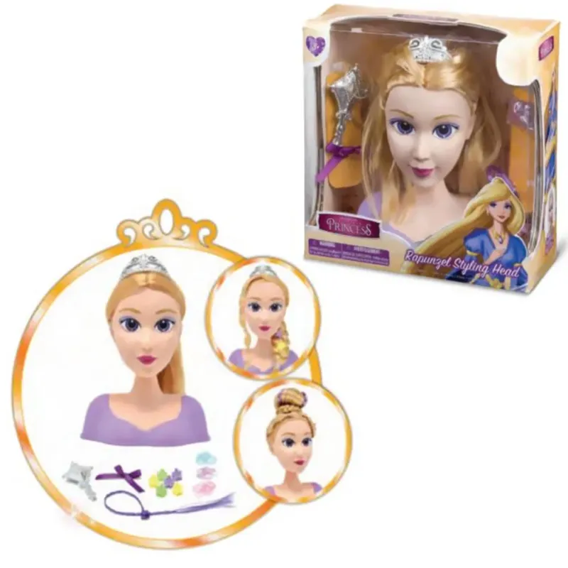 Offerta BAMBOLA PRINCESS RAPERONZOLO TESTA DA ACCONCIARE CON ACCESSORI GRANDI GIOCHI 3+