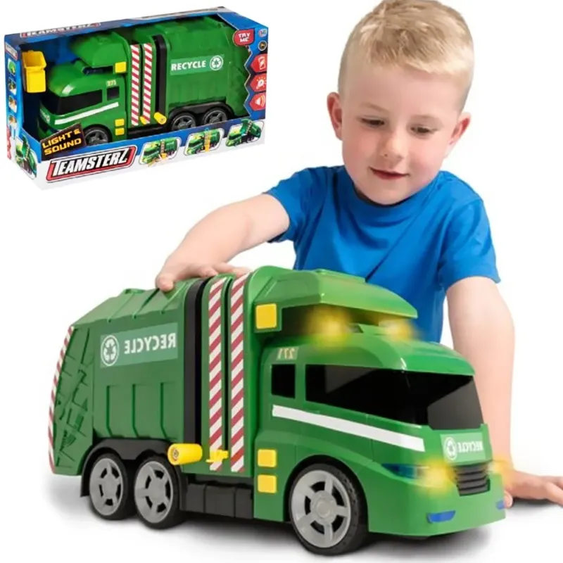 Economico Camion Raccolta Rifiuti Teamsterz Luci E Suoni Carrello Realmente Funzionante