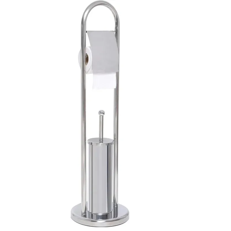 Vendita Finale Portarotolo Con Spazzolone e Porta Scopino Bagno In Acciaio Cromato 22x81cm