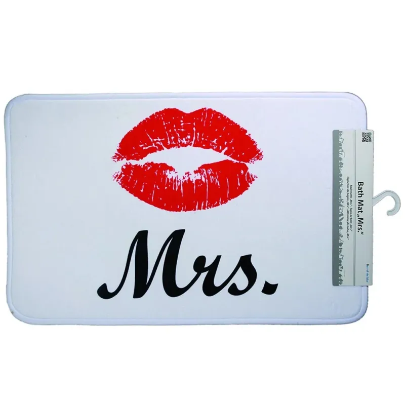 Tappeto da Bagno Arredo Mrs Donna Bacio 70 x 45 cm in Poliestere Colore Bianco Promozione Esclusiva