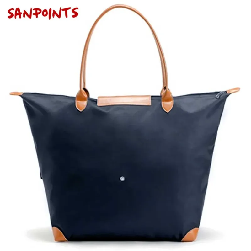Borsa Pieghevole In Tessuto Blu Navy Con Manici Biscotto Misure 57x35.5x21.5 Cm Economico