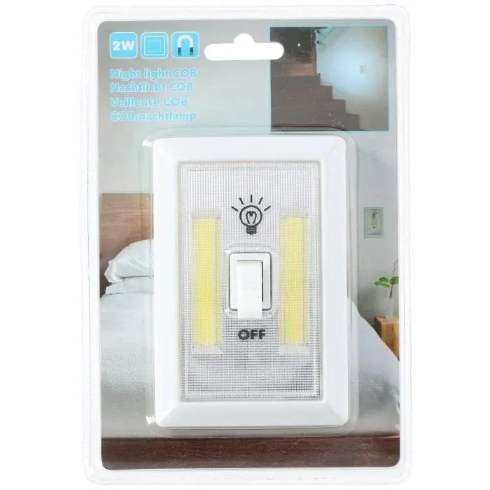 LUCE NOTTURNA 2XCOB 2W DA NOTTE BUIO SICUREZZA PER BAMBINI INTERRUTTORE GRUNDIG Novità