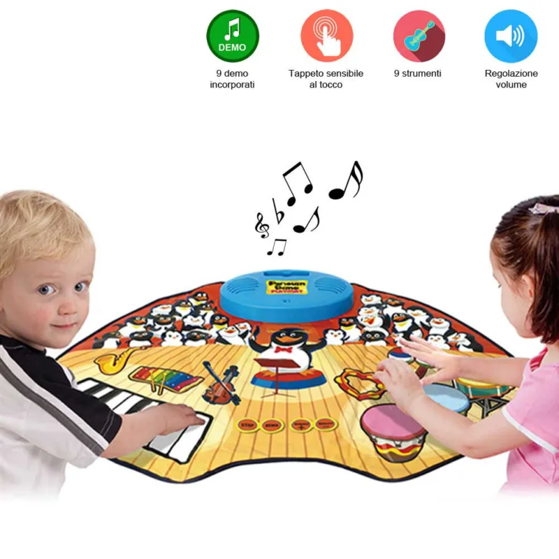 Tappeto Musicale Penguin Band Playmat 9 Strumenti Con Ingresso Mp3 E Demo Consegna Rapida
