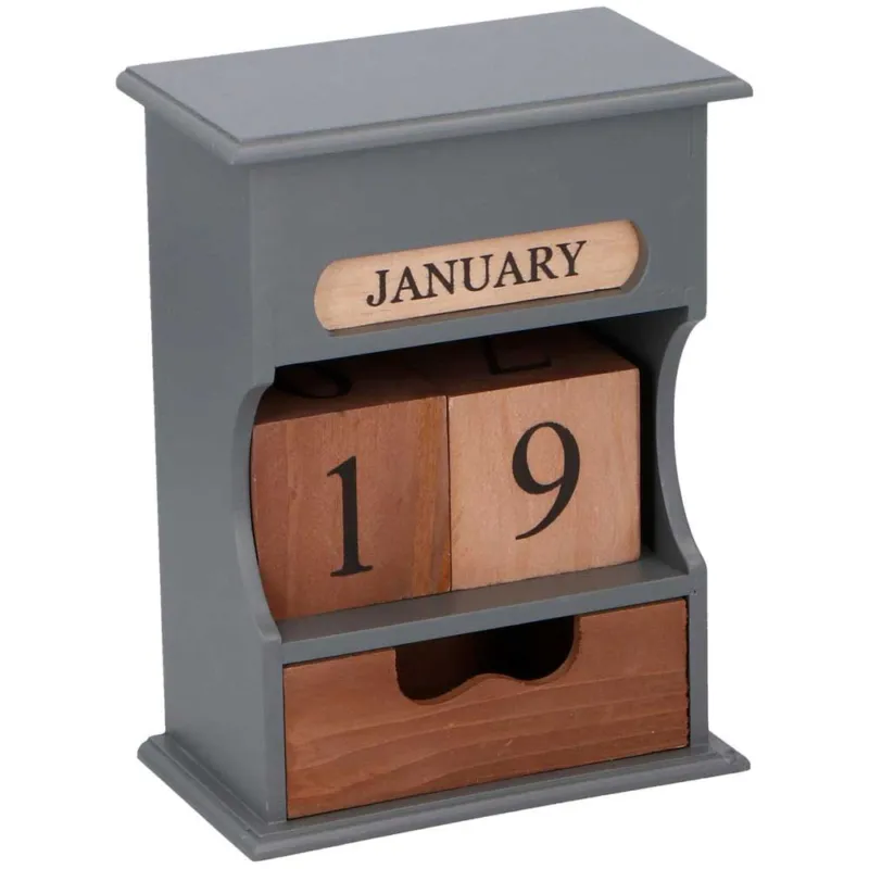 Calendario Con Cassetto In Legno Mdf Articasa Grigio Antico Arredo Casa Ufficio Prezzo Ridotto