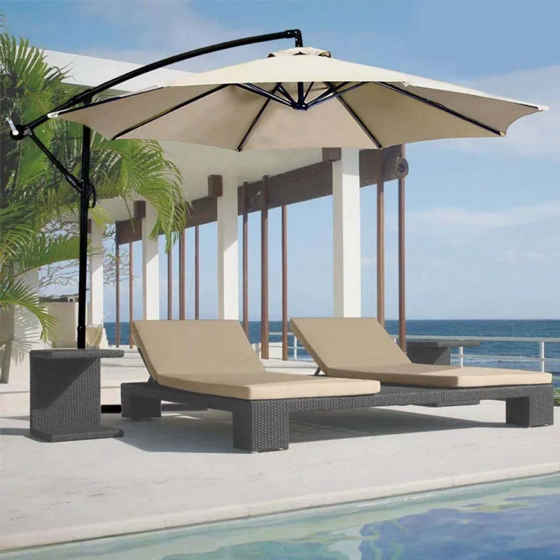 Promozione Ombrellone Giardino Decentrato 3x3 6 Stecche Palo Alcciaio Gazebo Piscina Beige