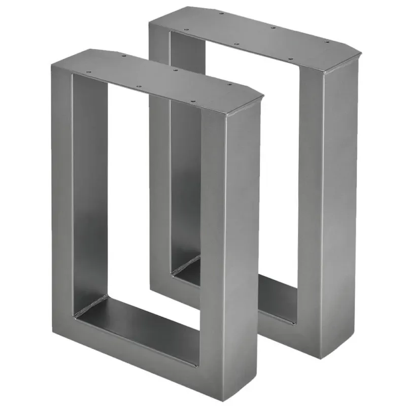 2x Gambe Piedi Tavolo Tavolino Panca Panchina 30x43 Metallo Design Moderno Grigi Promozione