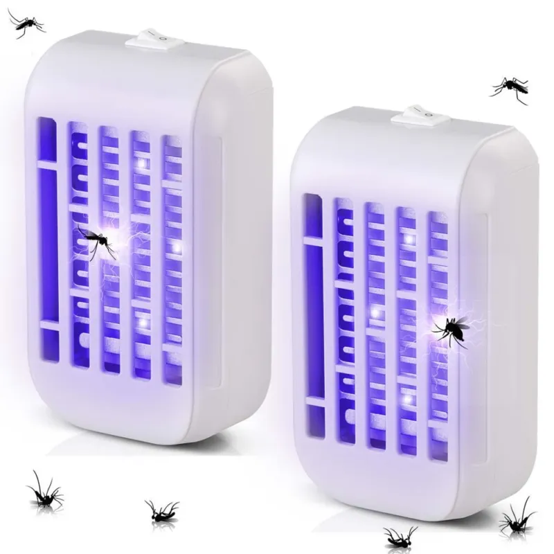 Set 2 Zanzariera Elettrica Anti Zanzare Mosche Luce 4 LED UV Elettroinsetticida Popolare