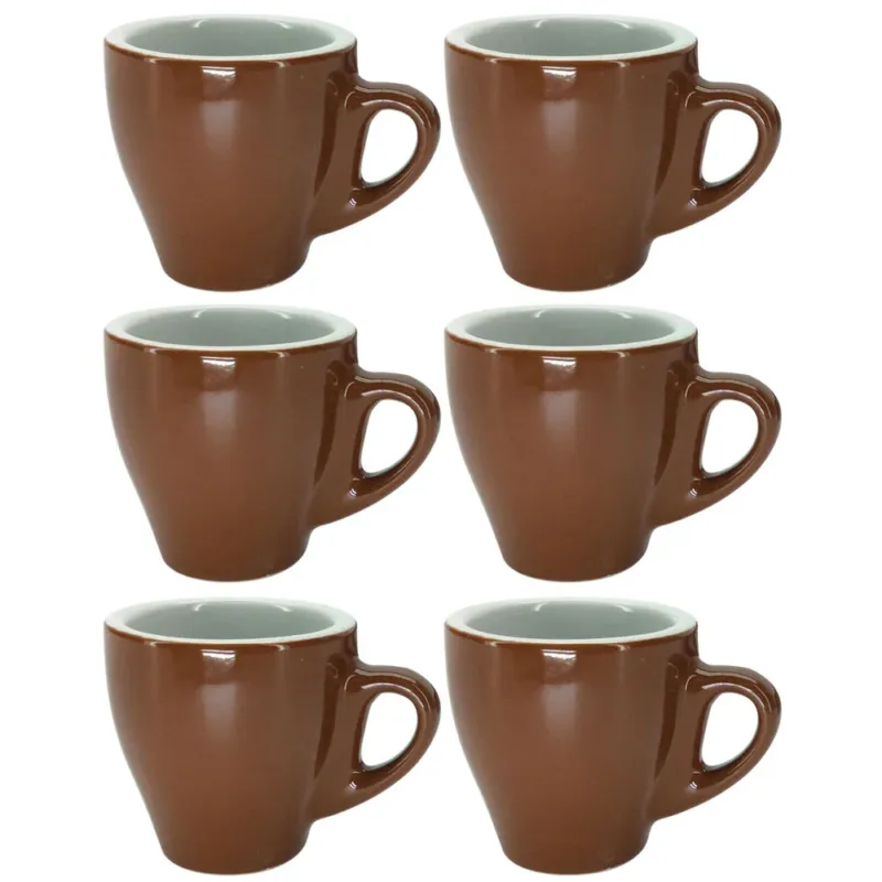 Servizio Set 6 Tazzine da Caffe Tazzina Alta in Ceramica Marrone da Cucina Di Tendenza