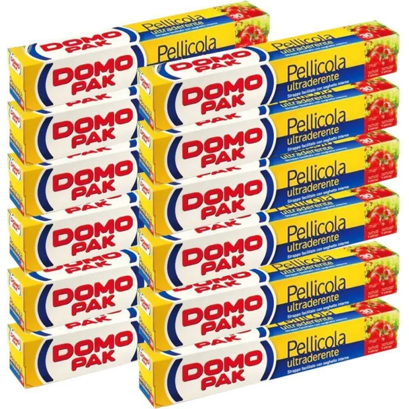 Economico 12x Domopack Pellicola Trasparente per Alimenti Salvafreschezza 12pz da 30mt