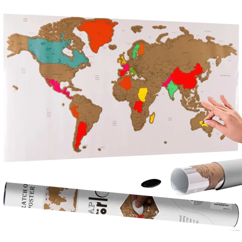 Non Perdere Poster Mappamondo da Grattare Cartina Geografica Mappa del Mondo 60x40 Bianco