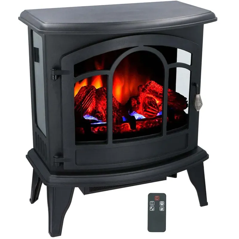 Must-Have Camino Stufa Elettrica Vicenza Effetto Fuoco LED Caminetto 2000W con Telecomando