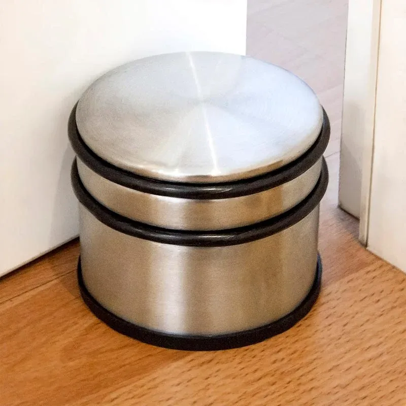 Spedito Oggi Fermaporta Ferma Porte Acciaio Gomma Antiscivolo 1,1 Kg 9 x7,5 Cm Cromato