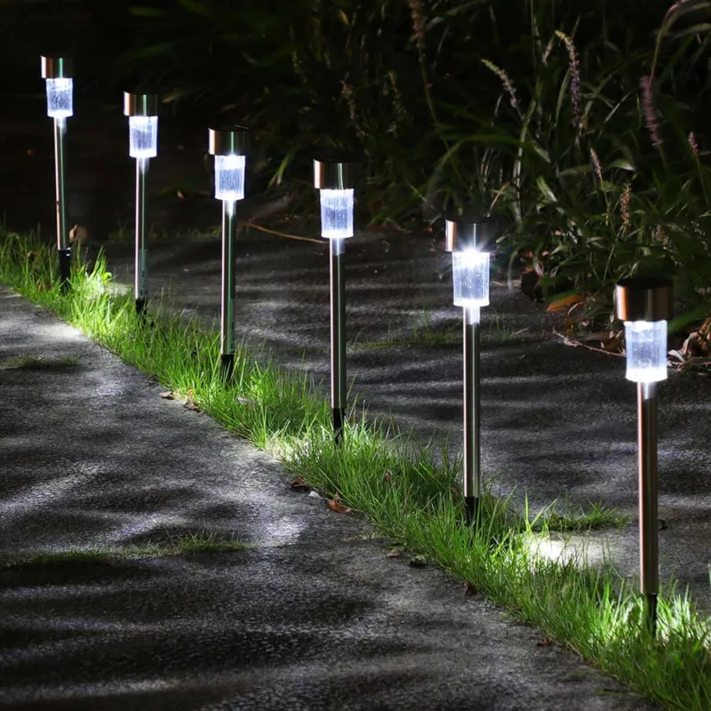 Economico 10 Lampade da Giardino ricarica solare Paletti Solari Moderni LED Luce Bianca