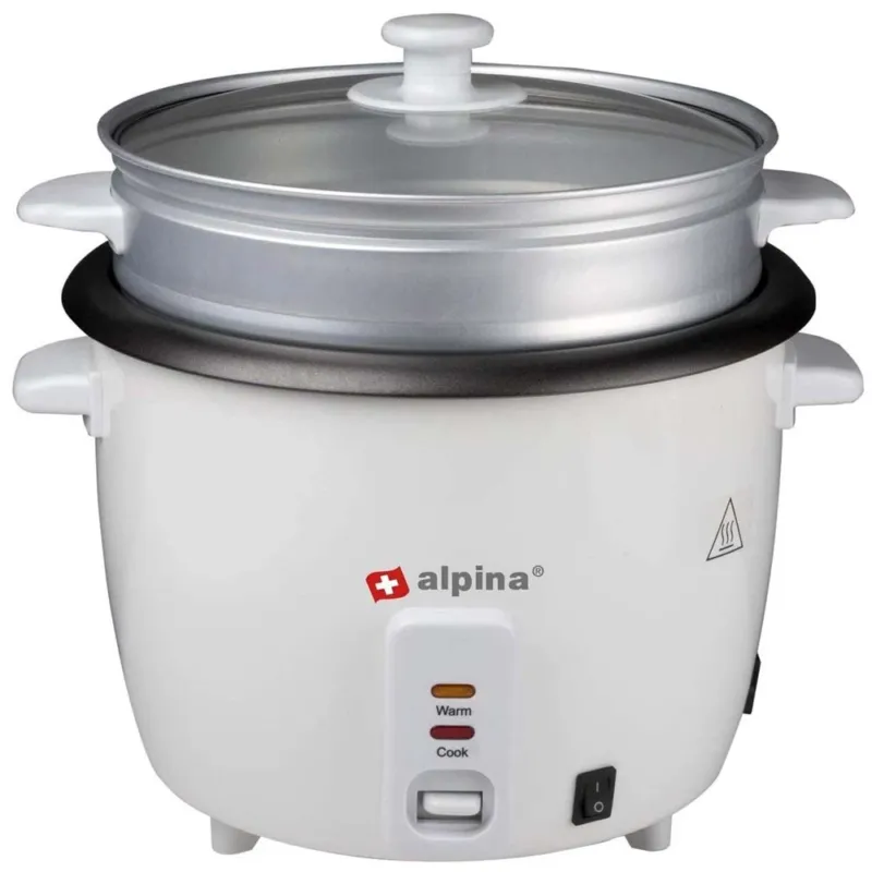 Cuociriso Elettrico 700W Risottiera con Vassoio Cottura Vapore Alpina 1,8 Lt Prezzo Basso