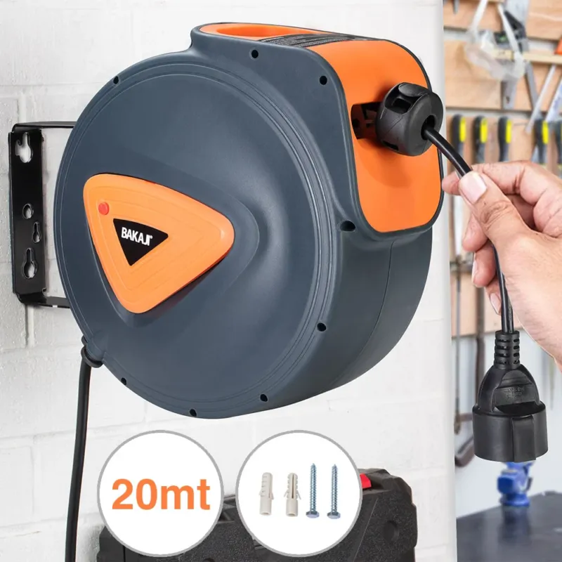 Occasione Avvolgicavo Elettrico con Cavo 20mt Prolunga Shucko Avvolgitubo Fissaggio Muro