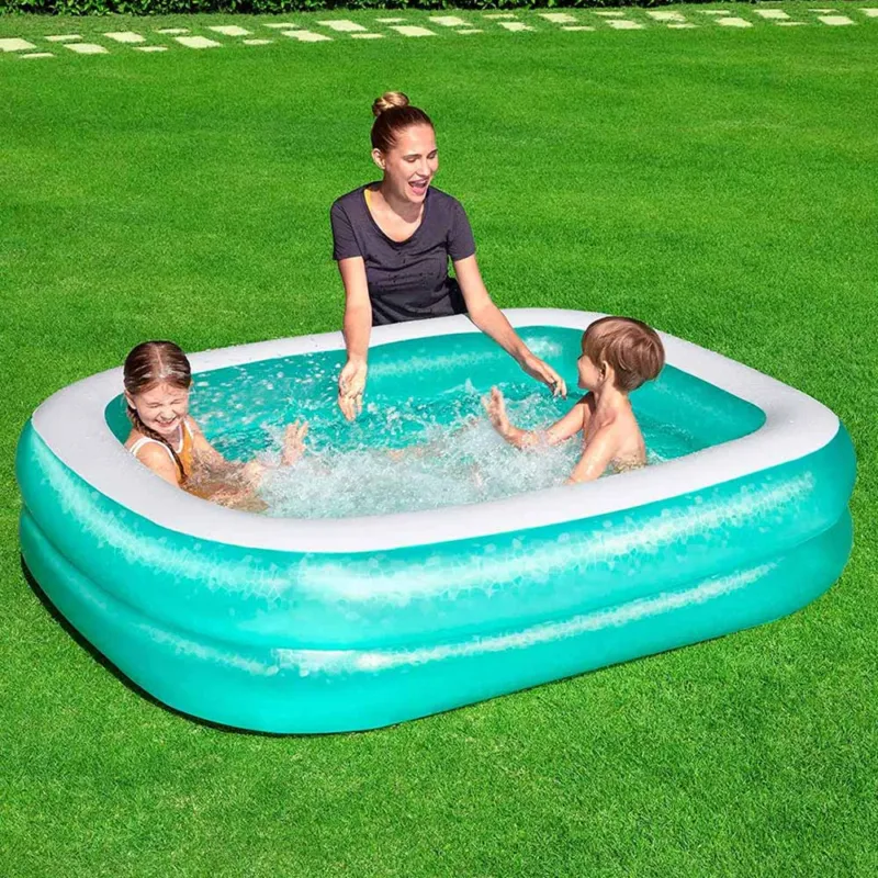 Piscina Gonfiabile Fuoriterra 2 Anelli Rettangolare 201x150x51cm Giardino 54005 Super Prezzo
