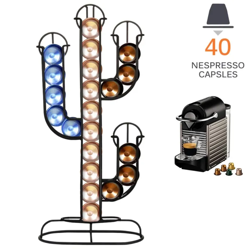 Nuovo Arrivo Portacapsule Porta Capsule Caffe‘ Nespresso Cactus Dispenser Metallo 40 Posti
