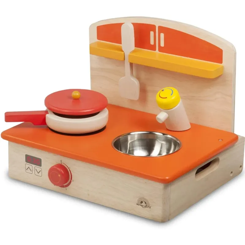 Promozione Cucina in Legno Bambini Pieghevole Portatile con Pentole e Accessori Gioco