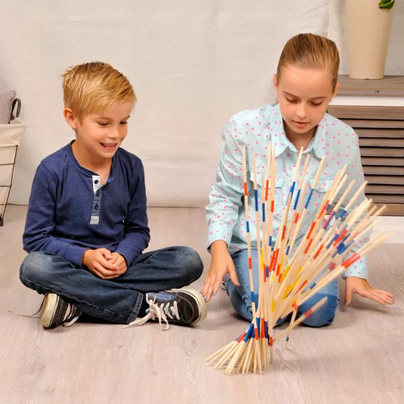 Spedito Oggi Mikado XXL Game Gioco Bastoncini Legno Grandi 41 Pezzi Lunghezza 50cm Giant Game