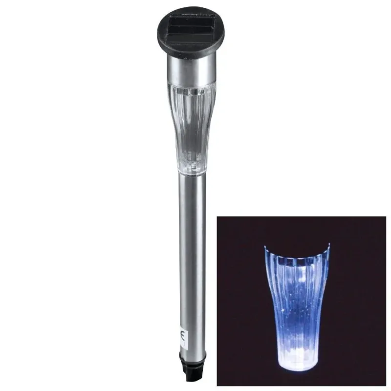 Set 8 Pezzi Lampade Giardino LED Ricarica Solare Acciaio IP44 Base a Punta 28cm Pagamento Sicuro