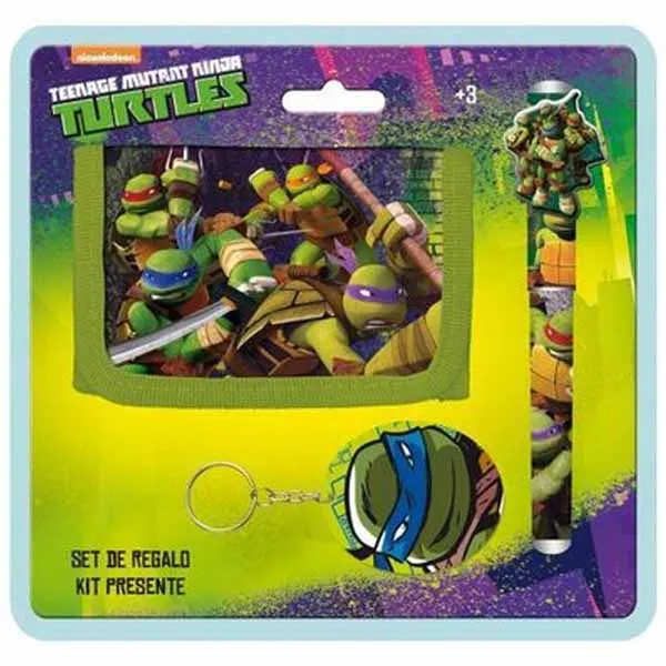 Ordina Subito Portafoglio Con Penna e Portachiavi Tartarughe Ninja Turtles Kit Set Regalo