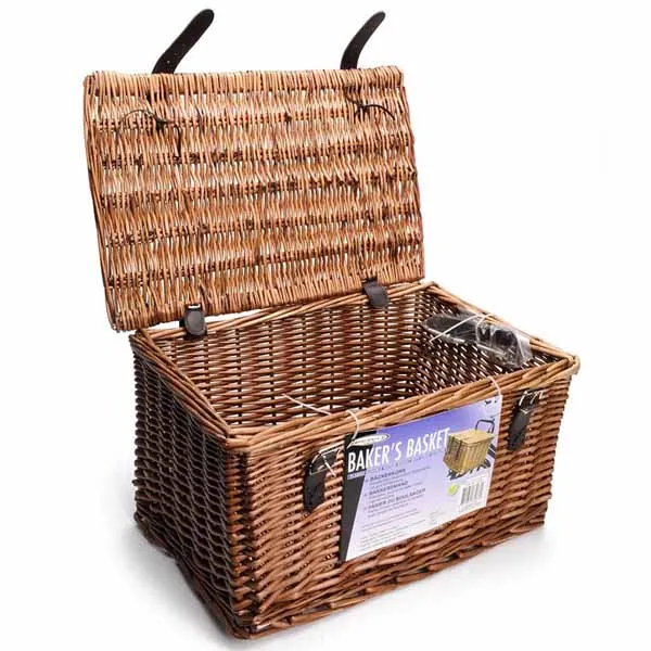 Cestino In Vimini Per Bicicletta Bici Marrone Cesta Anteriore Pane 45x30x25 Cm Occasione