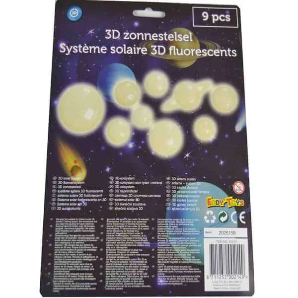 Adesivi Fluorescenti Pianeti Sistema Solare 3D Decorazione 9 Pezzi Camera Bimbi Vendita Finale