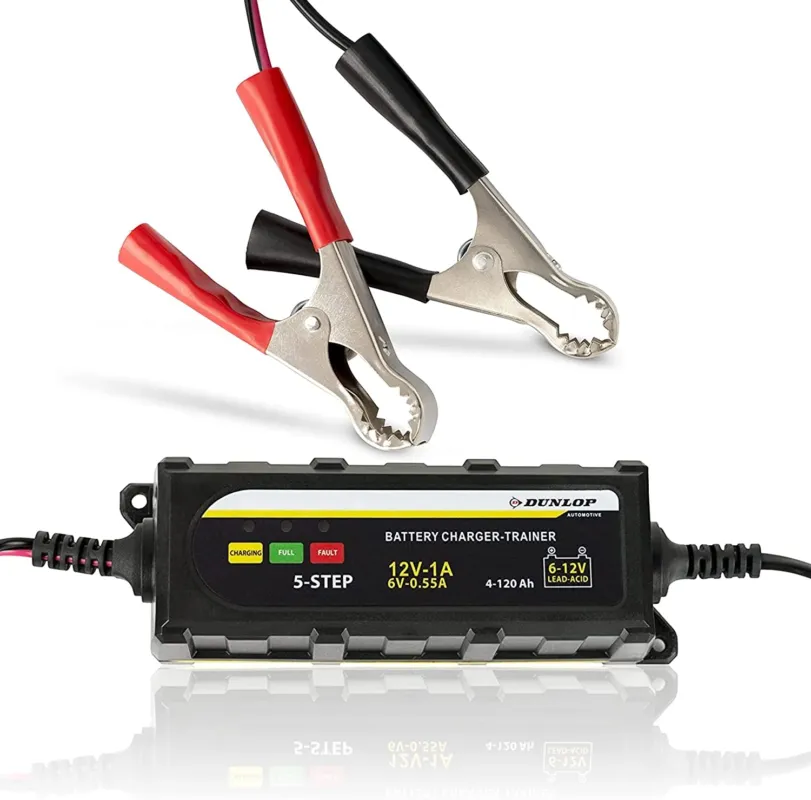 Caricabatterie Mantenitore Batteria Auto Moto Portatile + Cavetti 6V 12V Dunlop Promozione