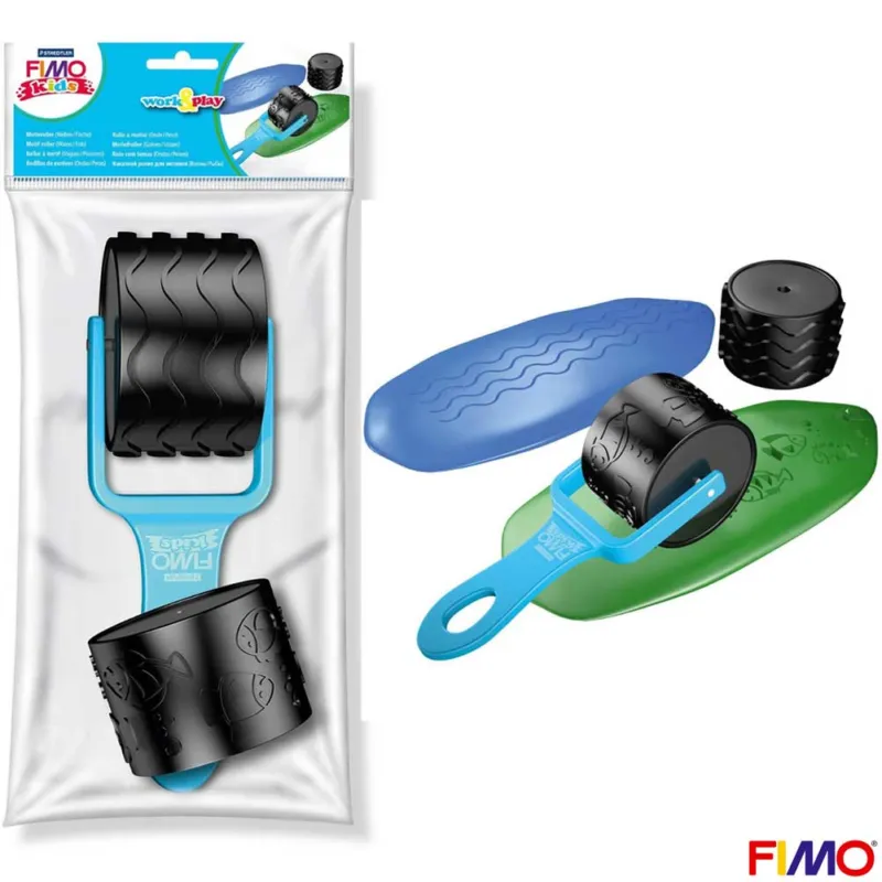 Manico E 2 Rulli Con Motivo Pesci e Onde Per Pasta Modellabile Rullo Fimo Prezzo Scontato