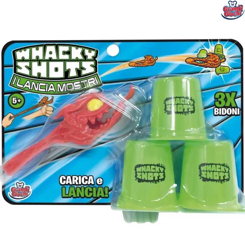 Wacky Shots Il Lancia Mostri con Bidoni Fionda Mostro Giocattolo Bambino Nuovo Arrivo