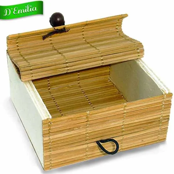 Scatola In Legno Bambu Portagioie Oggetti 9x9x5 cm Portaoggetti Colori Assortiti Saldi