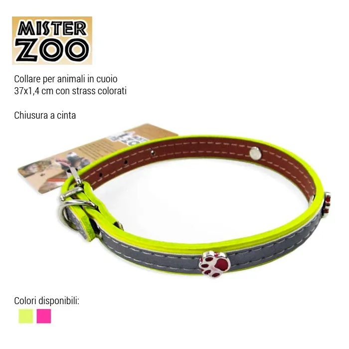 Bestseller Collare Per Cani Cuccioli Gatti Animali In Cuoio 37 cm Vari Colori Con Strass