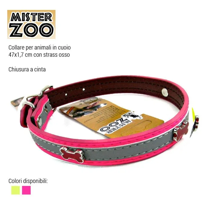 Bestseller Collare Per Cani Cuccioli Gatti Animali In Cuoio 42 cm Vari Colori Strass Osso
