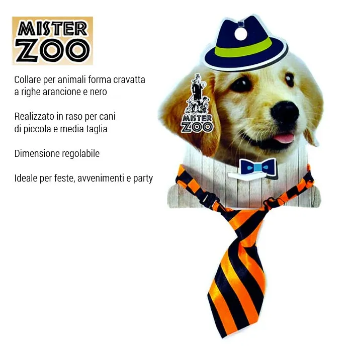 Miglior Prezzo Collare Forma Cravatta Per Cane Animali In Raso Arancione e Nero Taglia Piccola