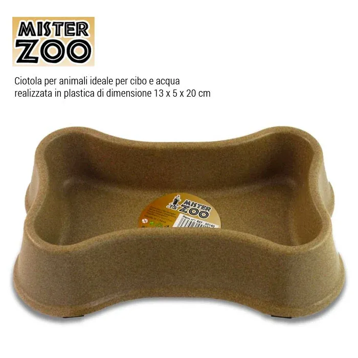 Nuova Collezione Ciotola Per Cani Gatti Animali In Plastica 13x5x20 cm Acqua Cibo Marrone