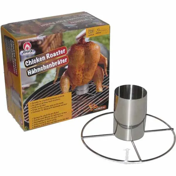 Supporto Per Arrostire Pollo Polli Barbecue In Acciaio Girarrosto Rostiera BBQ Subito Disponibile