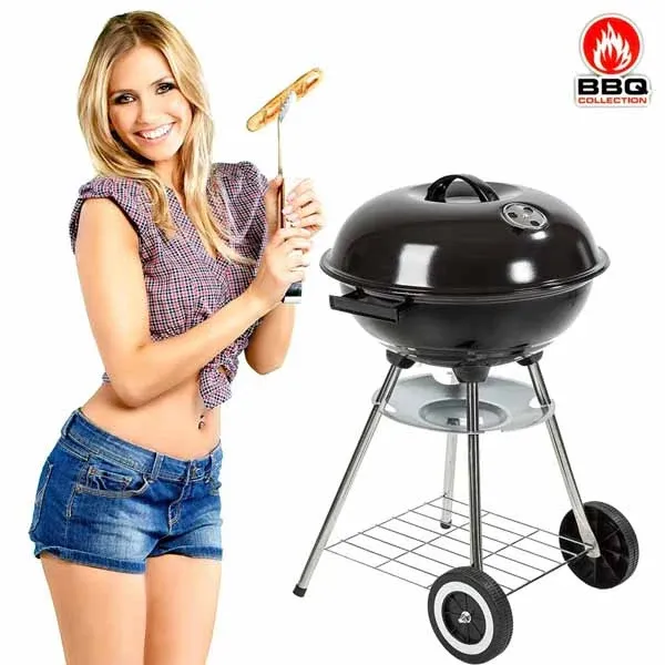 Barbecue a Carbone Griglia 45cm 2 Ruote Coperchio Vassoio Cenere BBQ Da Giardino Nuova Collezione