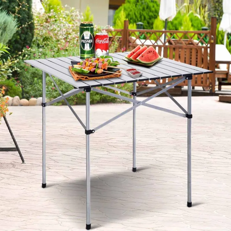 Occasione Tavolo Da Campeggio Picnic Richiudibile In Alluminio 70x70x70 cm Con Custodia