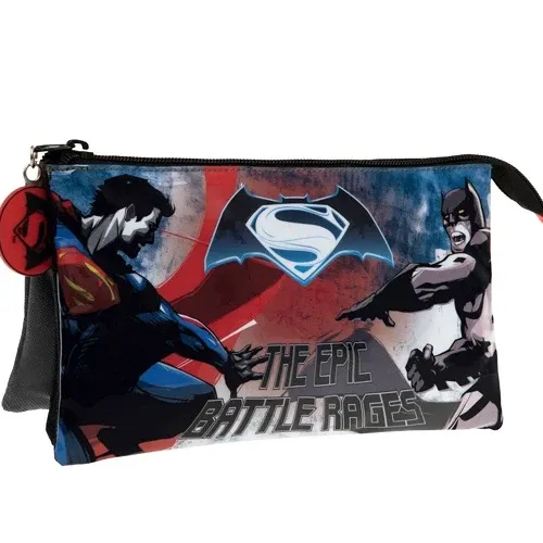 Astuccio 3 Posti Chiusura Zip Portapenne Matite Pvc Neceser Batman VS Superman Vendita Finale